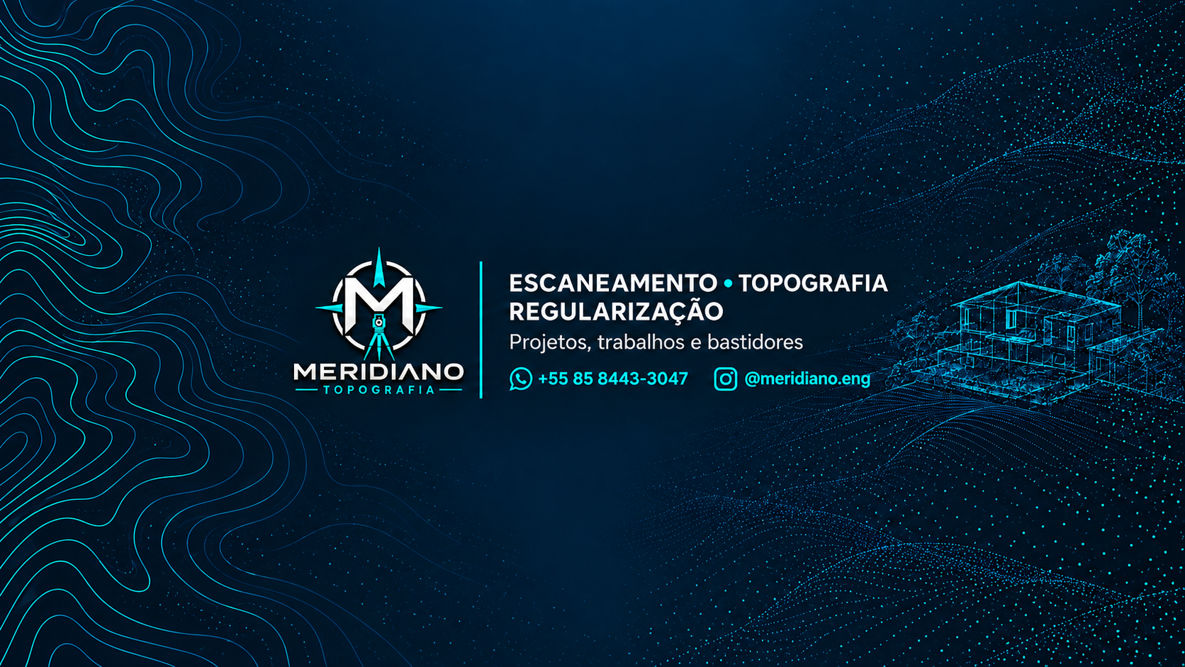 Detalhe gráfico da identidade Meridiano: nuvem de pontos em azul e turquesa
